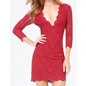 Bebe 3/4 sleeve lace dress in red